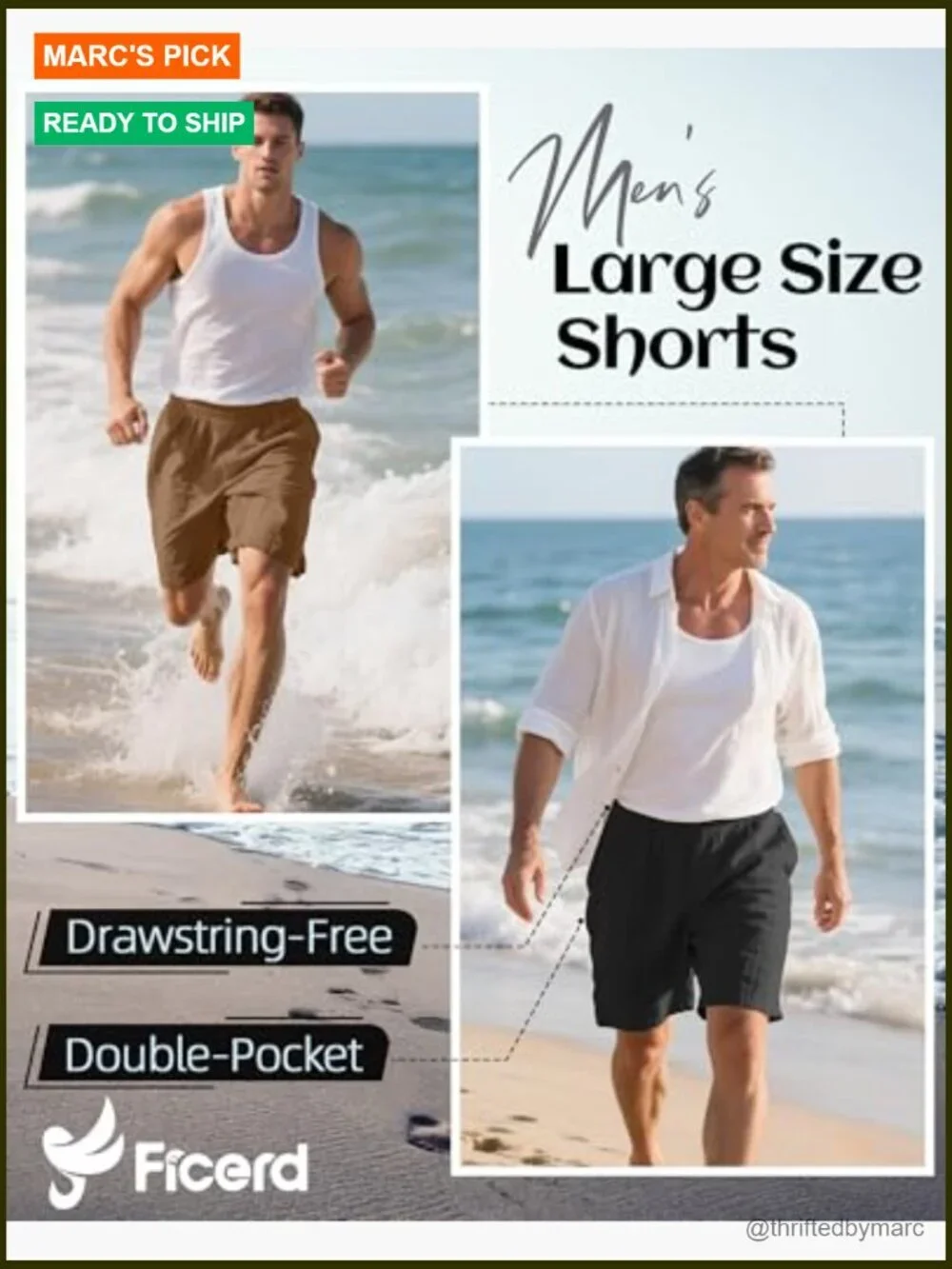 Men's Big & Tall Linen Bermuda Shorts, Elastic Waist Flat Front Summer Casual